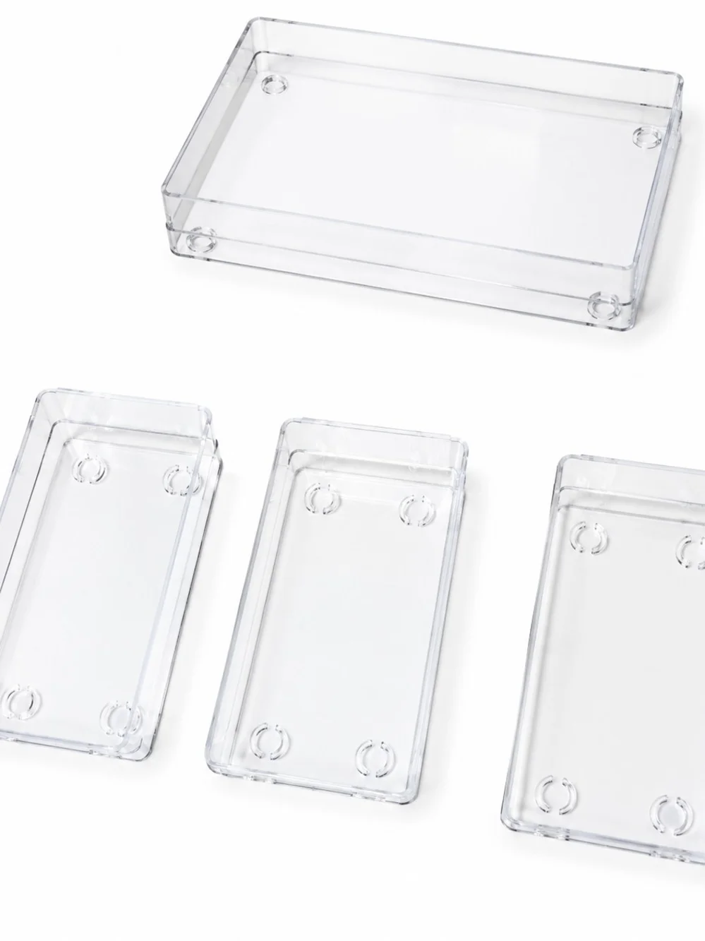 Clear Plastic Storage Organizer Bin Full Of Organizing Products.